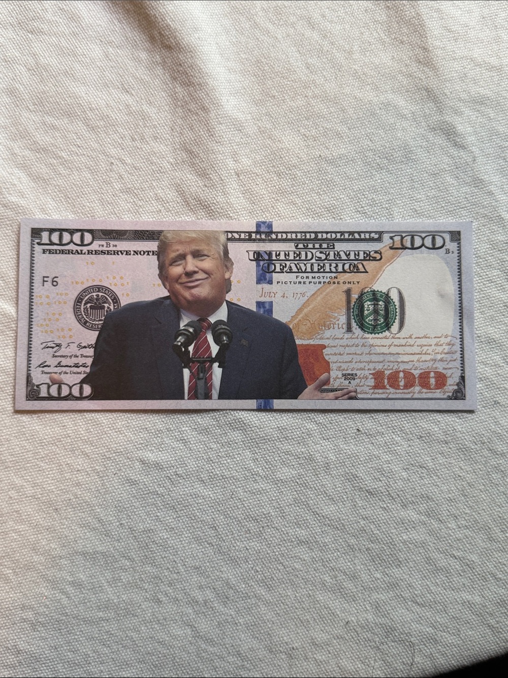 Donald Trump Novelty Limited Edition Collectible Hundred Dollar Bill